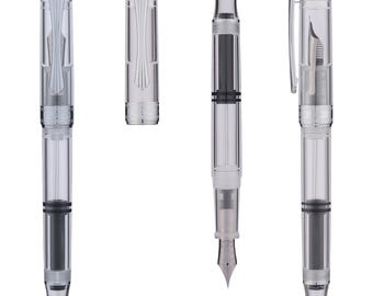 PENBBS 470 vacumatic filling Fountain Pen - 16 Clear Glass F-silver