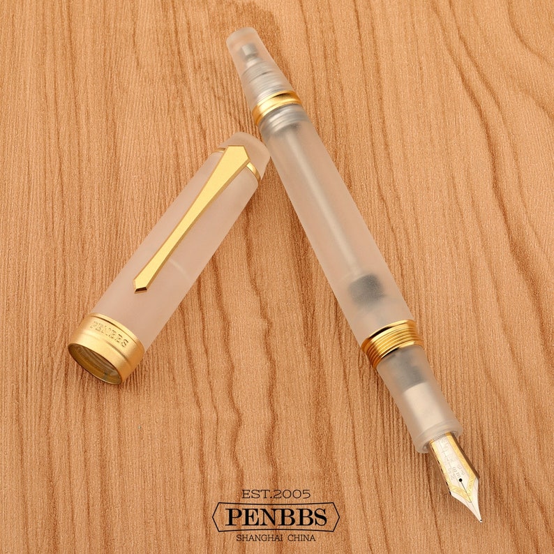 PENBBS 456 Vacuum Filling Fountain Pen 127 Ground Glass golden clip/duo-colour F nib 1 image 2