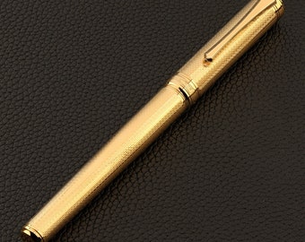 PENBBS 499 Gold-plated Brass Fountain Pen - 130 Barleycom Guilloche F