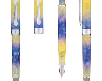 PENBBS 470 vacumatic filling Fountain Pen - 27 Hawaii(purple/blue with yellow)  F-silver