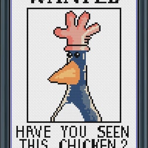 Wallace and Gromit Cross Stitch – Feathers McGraw Wanted Poster