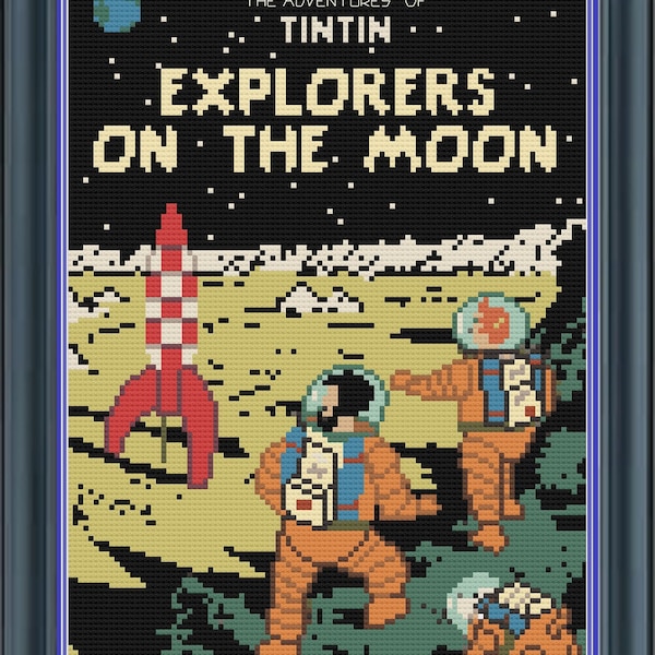 Tintin Explorers on the Moon Cross Stitch Pattern