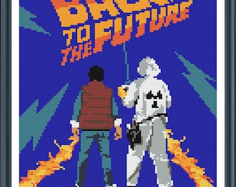 Op Back to the Future geïnspireerd kruissteekpatroon