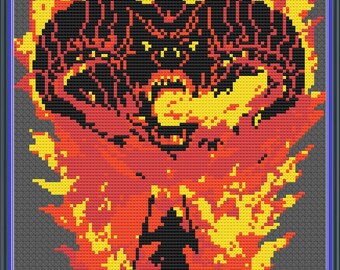 Lord of the Rings Balrog vs Gandalf Cross Stitch
