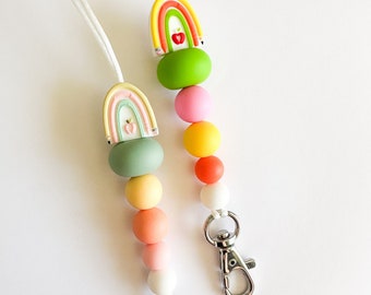 Rainbow lanyard / teacher lanyard / lanyard / boho rainbow / colourful / cute lanyard