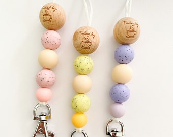 Coffee lanyard / teacher lanyard / fueled by coffee lanyard / teacher coffee accessories/ coffee bead