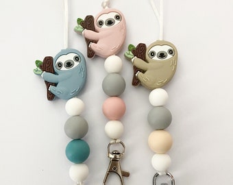 Sloth lanyard / teacher lanyard / sloth bead / sloth keychain