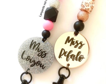 PLATE ONLY! Match with one of our lanyards / Personalized lanyard / personalized circle plate lanyard / personalized teacher lanyard