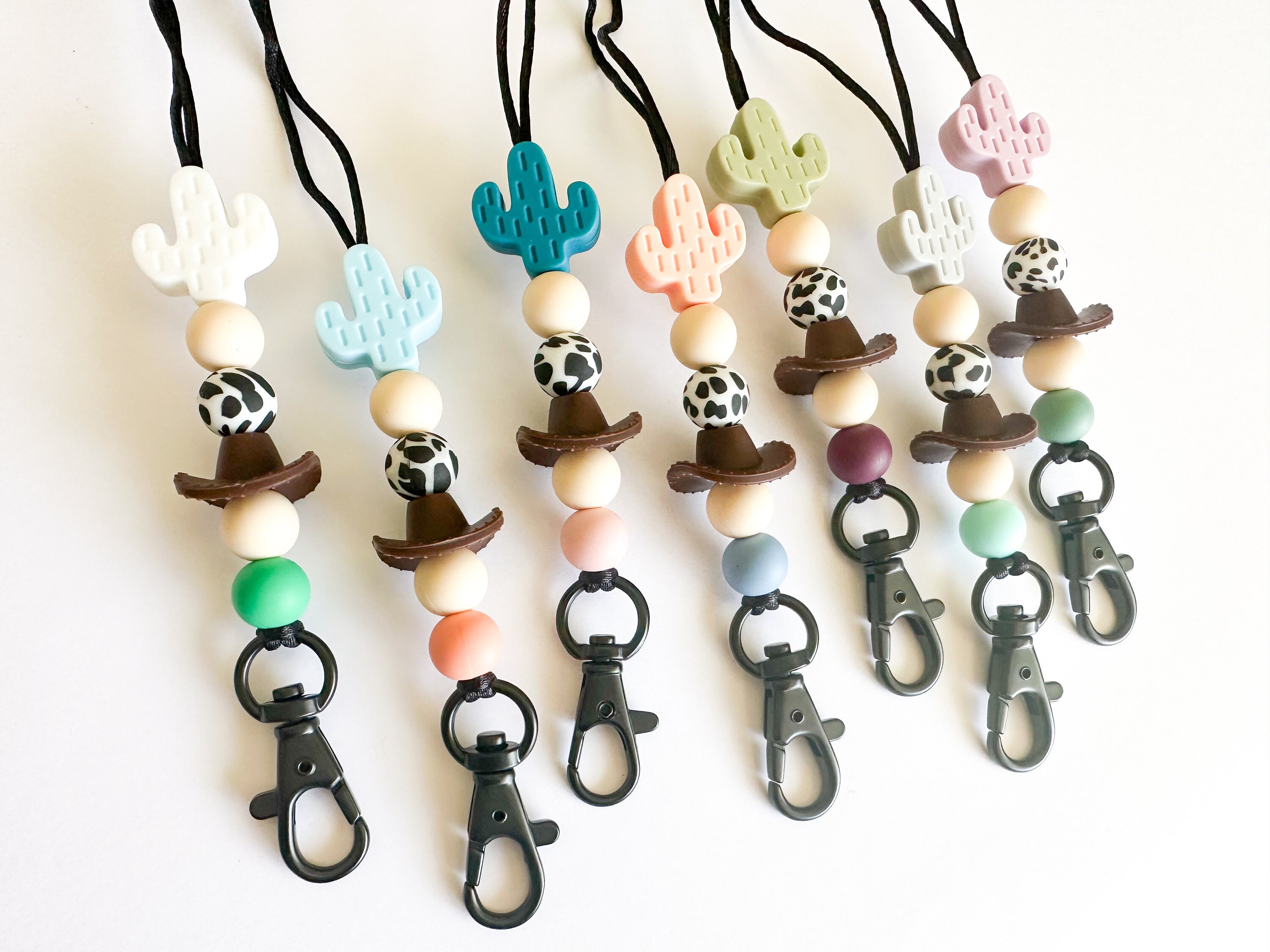 Western lanyard / cactus lanyard / cowboy lanyard / plant lanyard / cactus teacher lanyard / cactus bead / lanyard / teacher lanyard