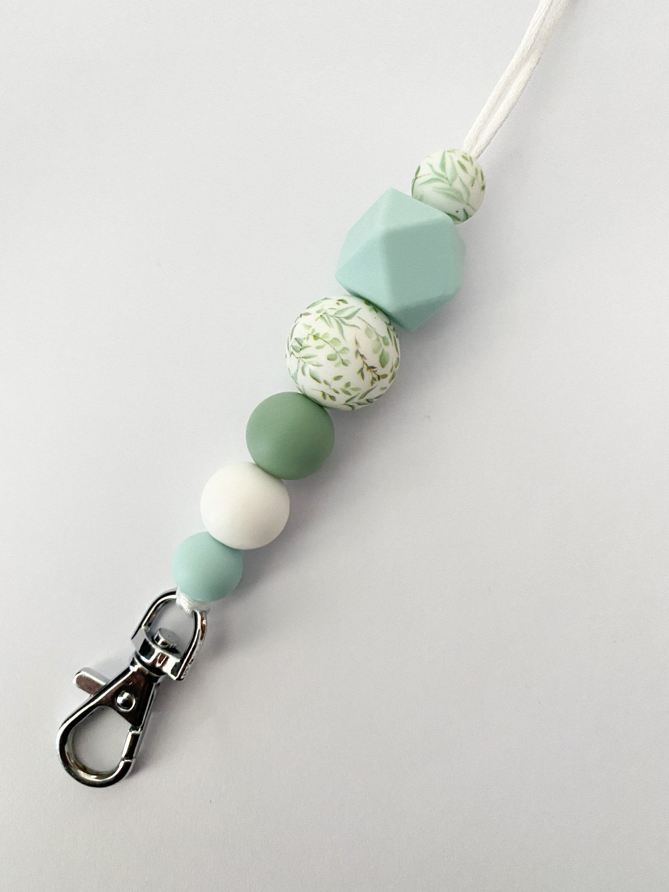 Floral Lanyard / Leaf Lanyard / Green Lanyard / Wood Lanyard / Etsy