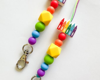 Crayon lanyard / marker lanyard / rainbow lanyard / teacher lanyard / lanyard / rainbow teacher accessories