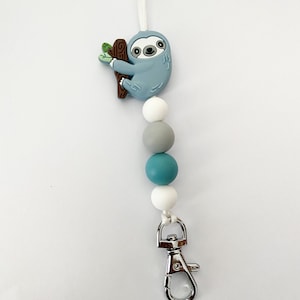 Sloth lanyard / teacher lanyard / sloth bead / sloth keychain Blue