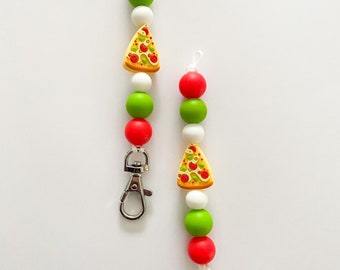 Pizza lanyard / pizza keychain / pizza bead