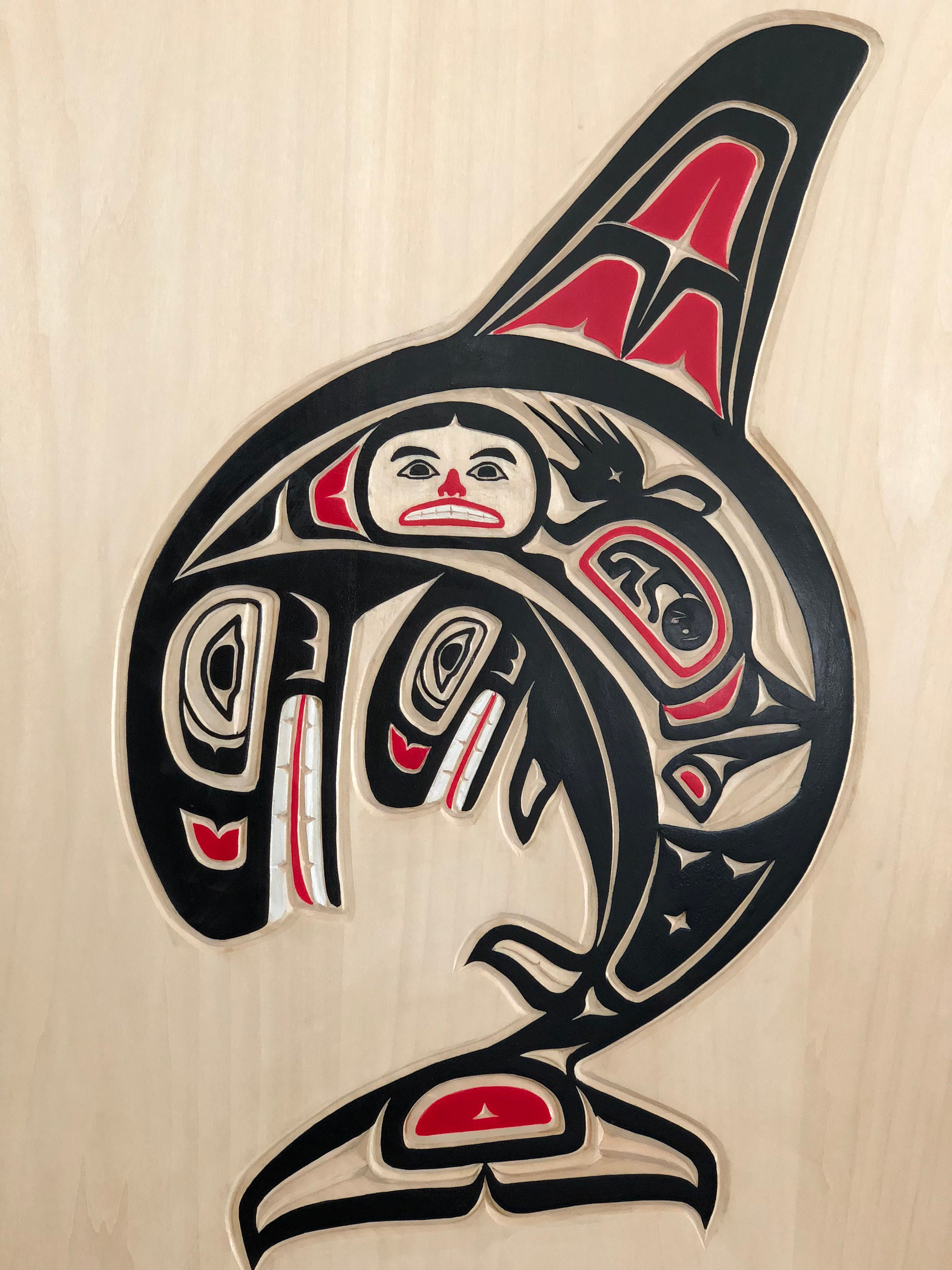 Hand Carved Killer Whale Painting West Coast Aboriginal Art Etsy