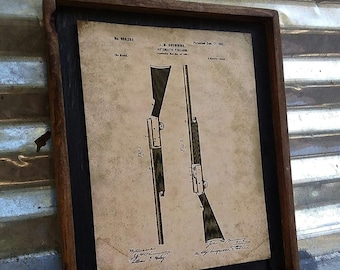 1901 Shotgun Patent Image - Wooden Sign