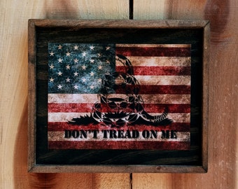 USA Don't Tread On Me - Wooden Sign