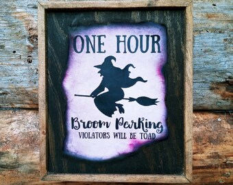 Broom Parking - Wooden Sign
