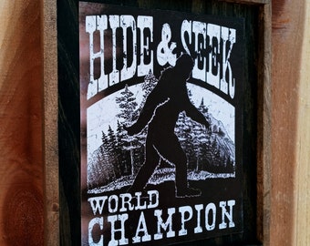 Bigfoot Hide & Seek - Wooden Sign