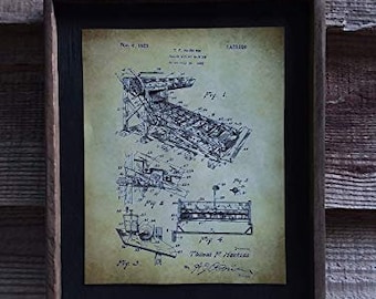 1922 Placer Mining Machine Patent Image - Wooden Sign