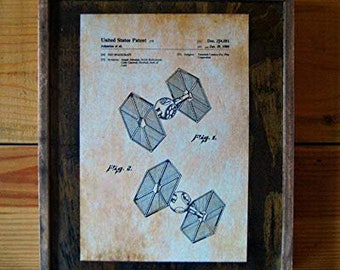 Star Wars TIE Fighter Patent Image - Wooden Sign