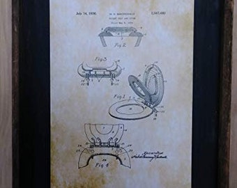 Toilet Seat Patent Image - Wooden Sign