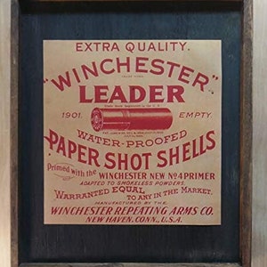 Winchester Leader Paper Shot Shells - Wooden Sign