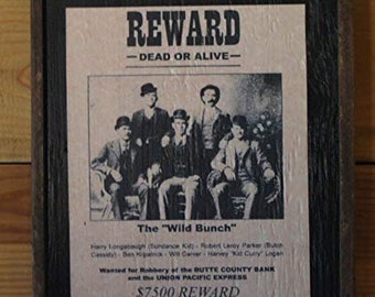 Wild Bunch Wanted Poster Image - Wooden Sign