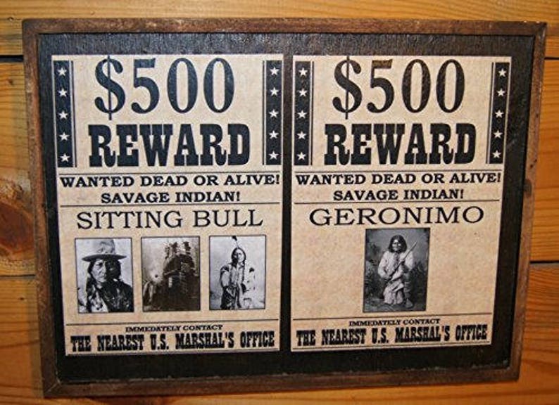 Reclaimed Wood Framed Vintage Geronimo and Sitting Bull Wanted Etsy