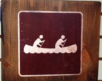 Canoeing Sign Image - Wooden Block