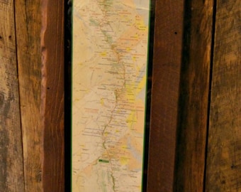 Large Framed Glass Appalachian Trail Map - Wooden Sign
