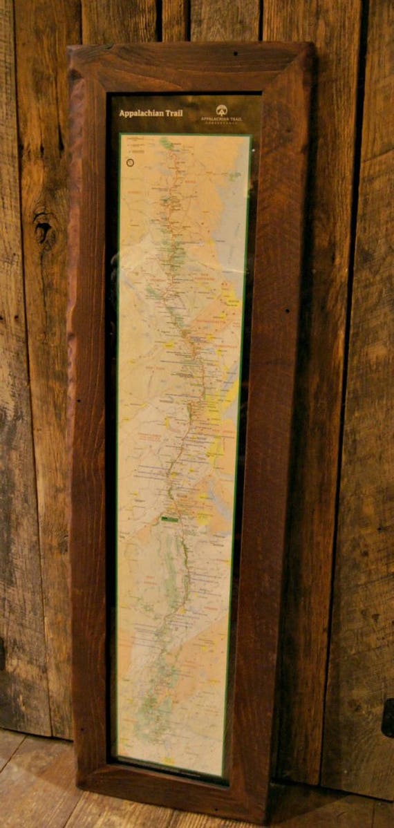 Custom Reclaimed Wood Glass Framed Appalachian Trail Map Print Etsy
