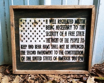 Second Amendment Flag - Wooden Sign