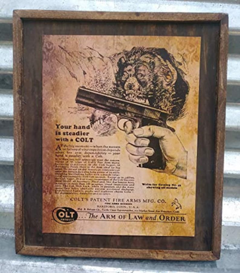 Colt Hand Sign Colt 1911 Pistol Ad Image - Wooden Sign - Etsy