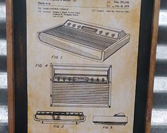 1979 Atari Console Patent Image - Wooden Sign