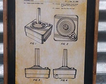 1980 Atari Joy Stick Patent Image - Wooden Sign