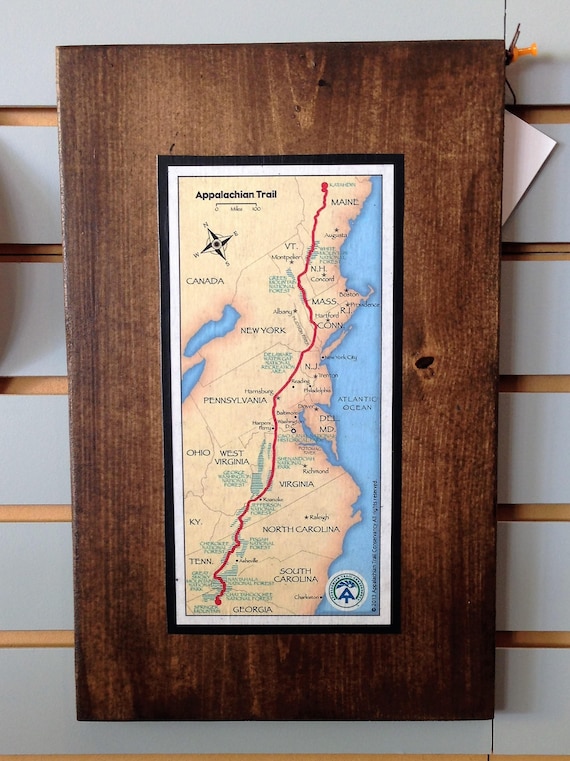 Appalachian Trail Map Framed Appalachian Trail Map With Ocean On Reclaimed Wood - Etsy Singapore
