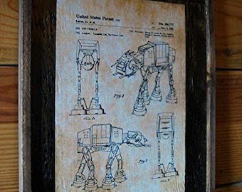 Star Wars At-At Patent Image - Wooden Sign