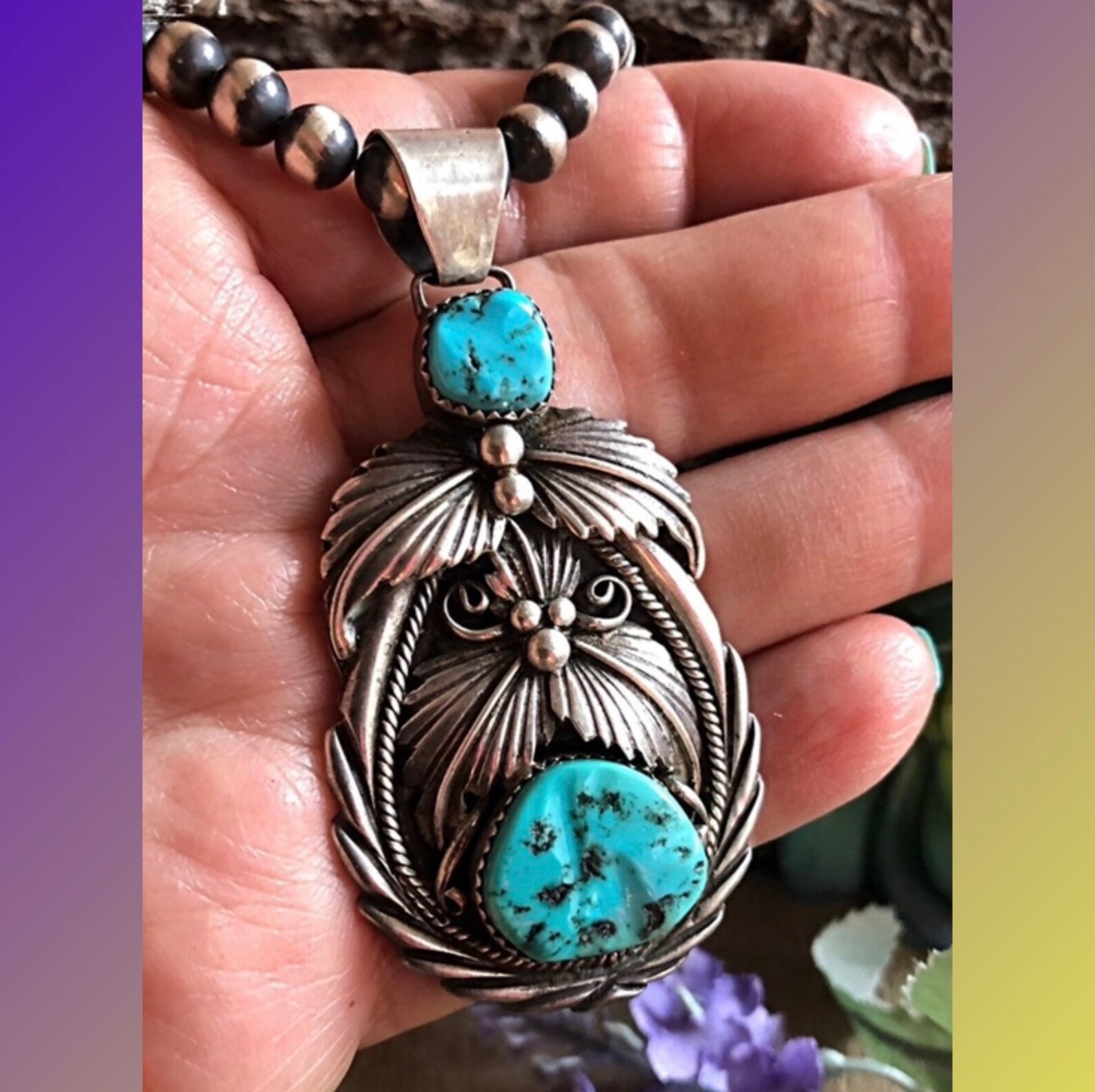 Native American Large BJ Bobby Johnson Vintage Turquoise - Etsy