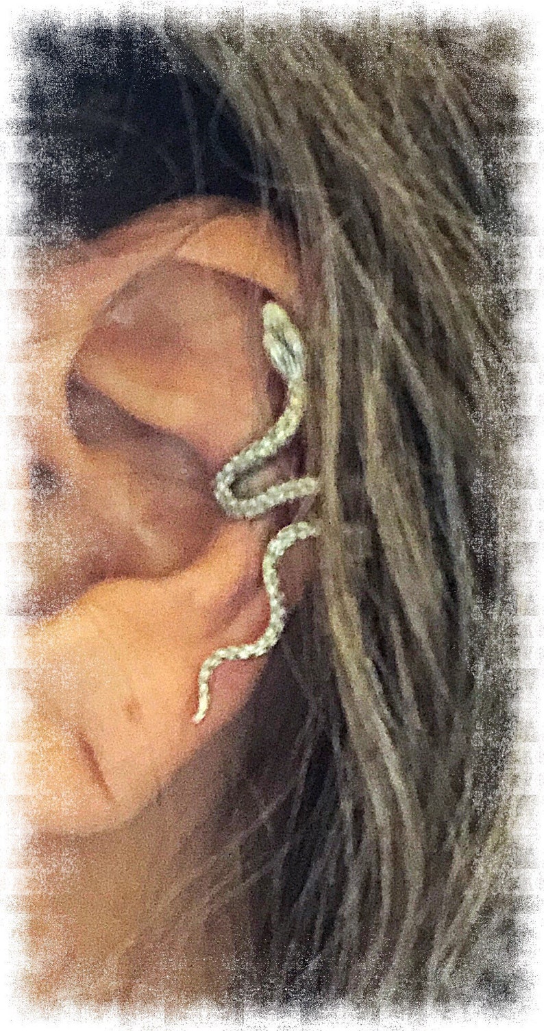 Sterling Silver Snake Earring Ear Cuff Non-Pierced Unique Gothic Punk