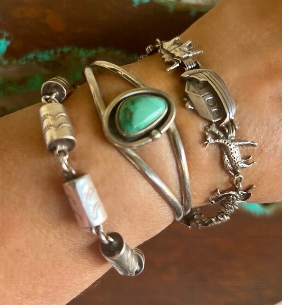 Noahs Ark Highly Detailed Vintage Southwestern Sterling Silver Bracelet Noahs Ark Highly Detailed Vintage Southwestern Sterling Silver Bracelet