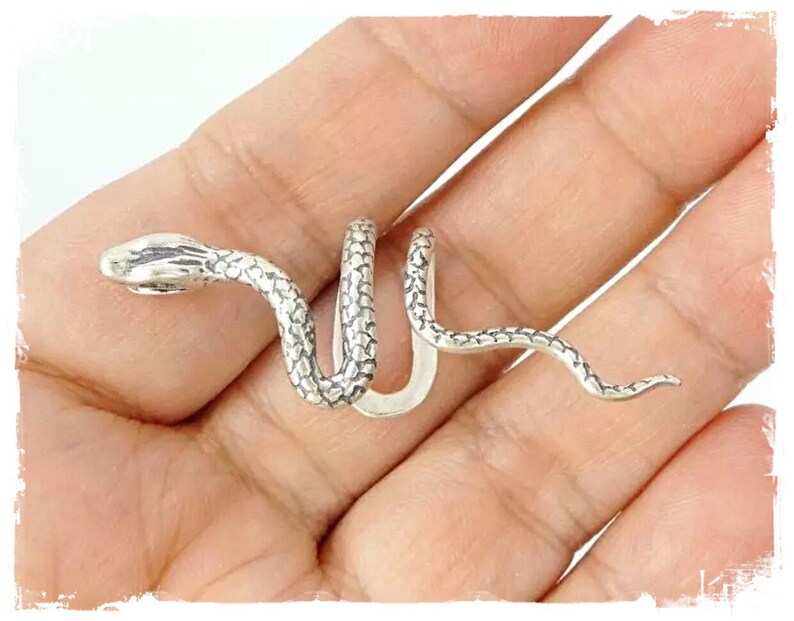 Sterling Silver Snake Earring Ear Cuff Non-Pierced Unique Gothic Punk