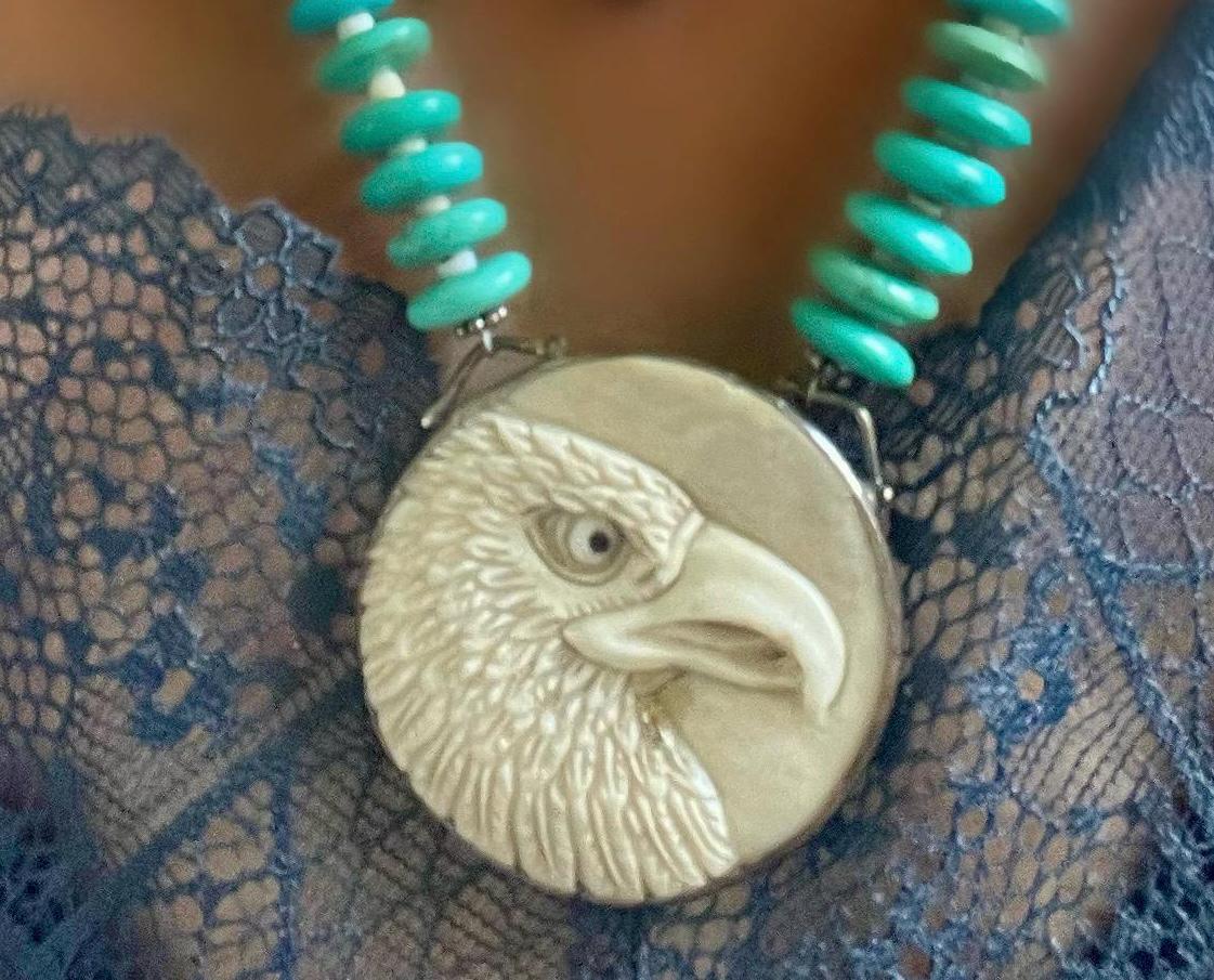Native American Rare Football Bead Vintage Navajo Spiderweb Turquoise Sterling Silver Necklace Native American Rare Football Bead Vintage Navajo Spiderweb Turquoise Sterling Silver Necklace