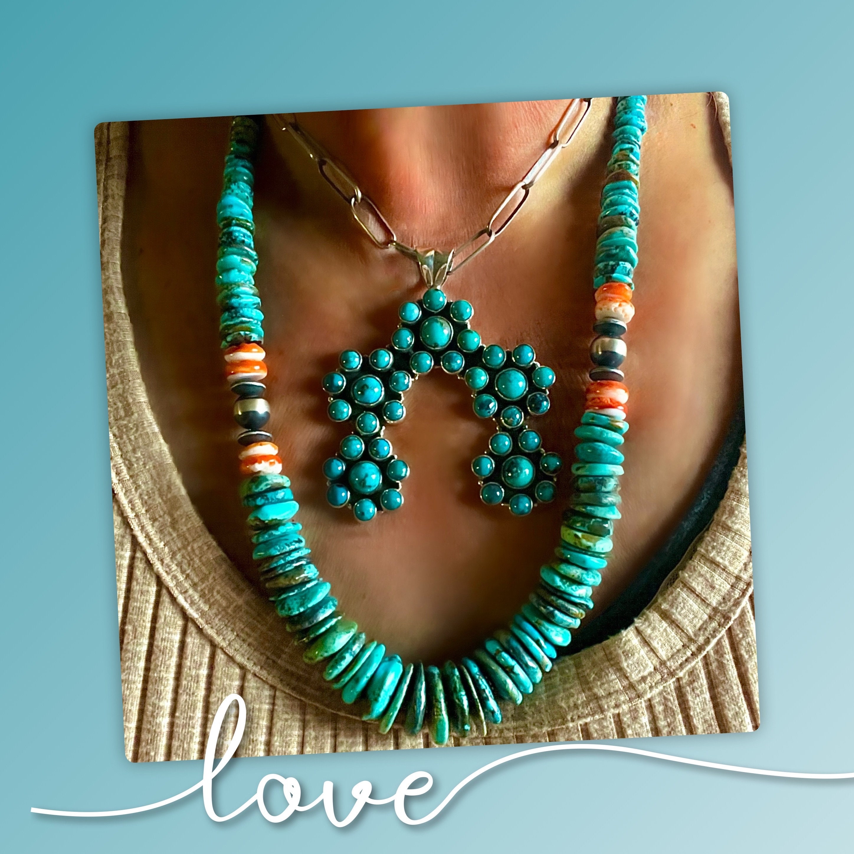 ネックレス・ペンダント Numbering Flower Naja Pendant Necklace #6744 SA5B0004 XXL Sterling Silver Turquoise Cluster Flower Naja Pendant ~3