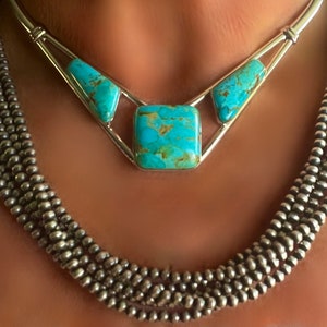 Sterling Turquoise Collar Choker Necklace