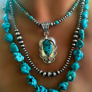 Adjustable Turquoise Nugget Necklace (21” to 21 3/4”)
