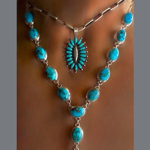 Adjustable Southwestern Style Sterling Silver Turquoise “GUNSLINGER” Lariat