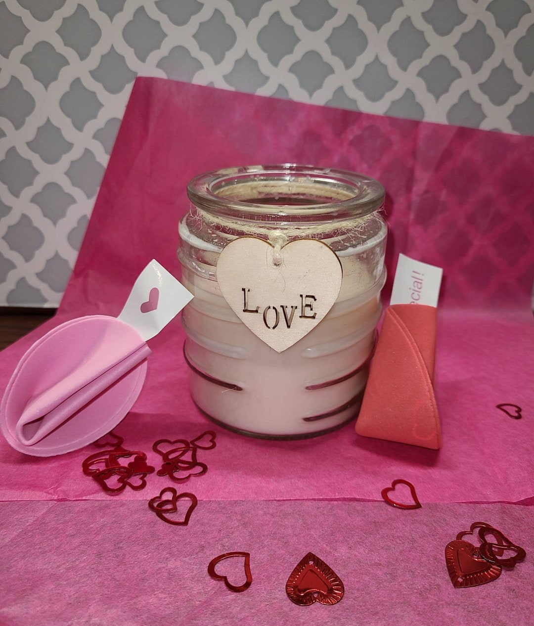 Soy wax Love scented glass candle 9.25 oz Valentine's Etsy.de