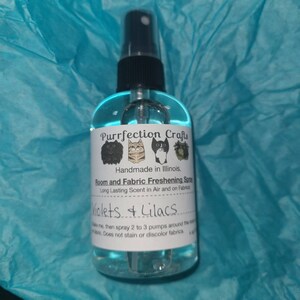 Room and fabric freshening sprays, 2.5oz or 4oz bottles. Air freshener spray, fabric sprays.Handmade.