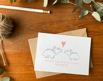 Happy Valentines Mummy Dinosaur Card - Valentines Card - Dino Mummy Valentines Day Card - Valentines - Happy Valentines Day Mummy - Mummy