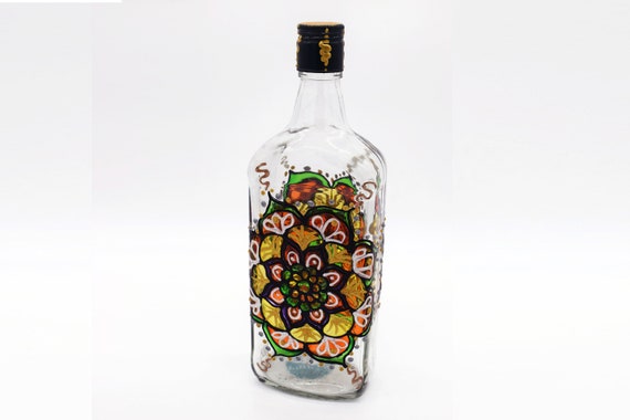 Hand Painted Glass Bottle Mandala Decor Morrocan Cool Bottle Etsy etsy